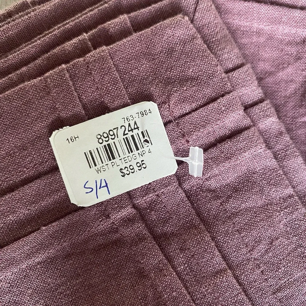 Williams Sonoma Linen Napkins Set of 4 Pleated‎ Edge Dusty Rose Mauve 20x20 NWT